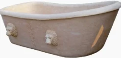 Casa Padrino Luxus Barock Badewanne Löwenkopf Beige 180 cm - Freistehende Marmor Badewanne - Barock Bad Accessoires - Edel & Prunkvoll