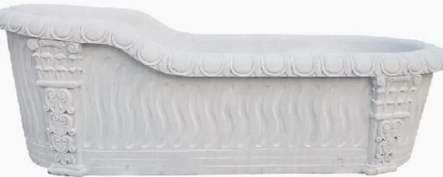 Casa Padrino Luxus Barock Badewanne Weiß 180 cm - Freistehende Marmor Badewanne - Bad Accessoires - Edel & Prunkvoll