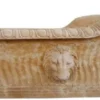 Casa Padrino Luxus Barock Badewanne Löwenkopf Gelb 180 x 95 x H. 75 cm - Freistehende Marmor Badewanne - Barock Bad Accessoires - Edel & Prunkvoll