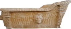 Casa Padrino Luxus Barock Badewanne Löwenkopf Gelb 180 x 95 x H. 75 cm - Freistehende Marmor Badewanne - Barock Bad Accessoires - Edel & Prunkvoll