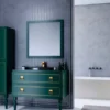 Casa Padrino Luxus Barock Badezimmer Set Grün / Schwarz / Gold - 1 Barock Waschtisch mit ovalem Keramik Waschbecken & 1 Barock LED Wandspiegel & 1 Barock Regalschrank - Barock Badezimmer Möbel
