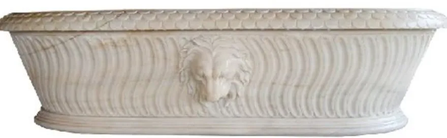 Casa Padrino Luxus Barock Badewanne Löwenkopf Weiß 204 x 107 x H. 53 cm - Freistehende Marmor Badewanne - Bad Accessoires - Edel & Prunkvoll