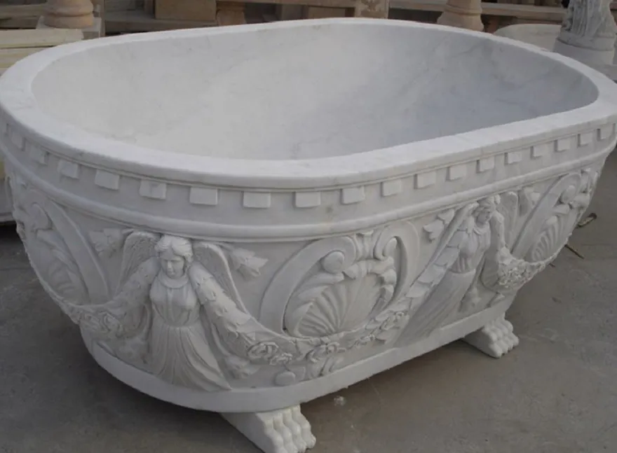 Casa Padrino Luxus Barock Badewanne Grau 198 cm - Freistehende Marmor Badewanne - Bad Accessoires im Barockstil - Edel & Prunkvoll
