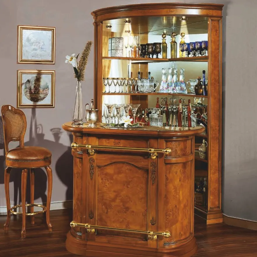 Casa Padrino Luxus Barock Bar Theke Braun / Gold - Made in Italy
