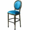 Casa Padrino Luxus Barock Barstuhl Blau / Schwarz / Gold H. 127 cm - Barock Bar Möbel