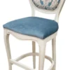 Casa Padrino Luxus Barock Barstuhl 4er Set Blau / Weiß H. 120 cm - Barock Bar Möbel