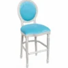 Casa Padrino Luxus Barock Barstuhl Hellblau / Hellgrau H. 127 cm - Barock Bar Möbel