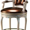 Casa Padrino Luxus Barock Barstuhl mit Armlehnen Kupfer - Made in Italy