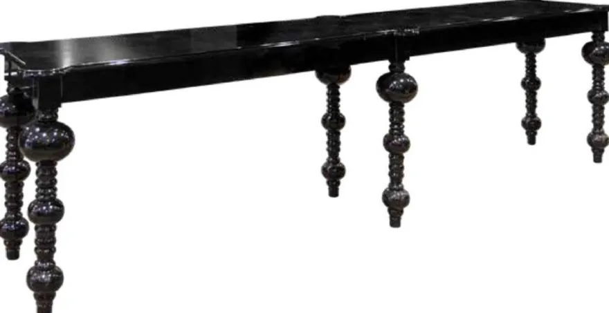 Casa Padrino Luxus Barock Bartisch Schwarz 400 x 80 x H. 109 cm - Handgefertigter Massivholz Tisch - Edle Barock Bar Möbel - Hotel Möbel - Luxus Qualität