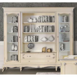 Casa Padrino Luxus Barock Bücherschrank Creme / Silber 250 cm - Made in Italy