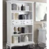 Casa Padrino Luxus Barock Bücherschrank Weiß / Silber 132 x H. 211 cm - Made in Italy
