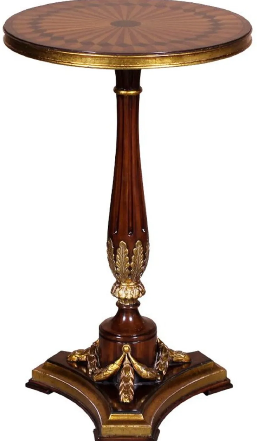 Casa Padrino Luxus Barock Beistelltisch Braun / Gold Ø 40 x H. 65 cm - Runder Mahagoni Tisch im Barockstil - Barock Möbel