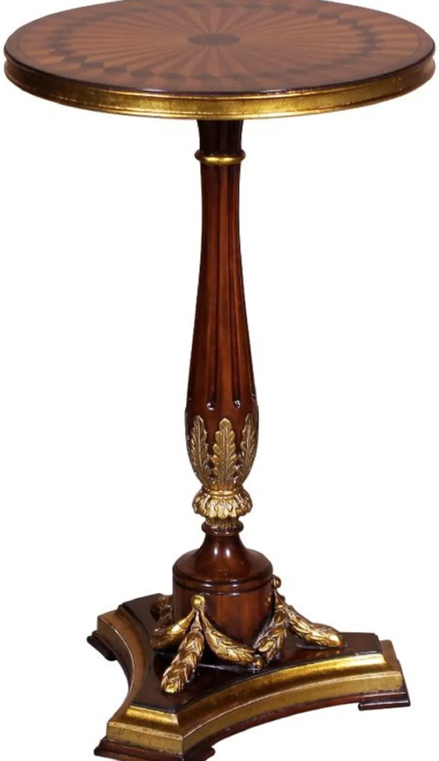 Casa Padrino Luxus Barock Beistelltisch Braun / Gold Ø 40 x H. 65 cm - Runder Mahagoni Tisch im Barockstil - Barock Möbel