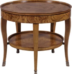 Casa Padrino Luxus Barock Beistelltisch Braun Ø 61 x H. 51 cm - Runder Massivholz Tisch - Wohnzimmer Möbel im Barockstil