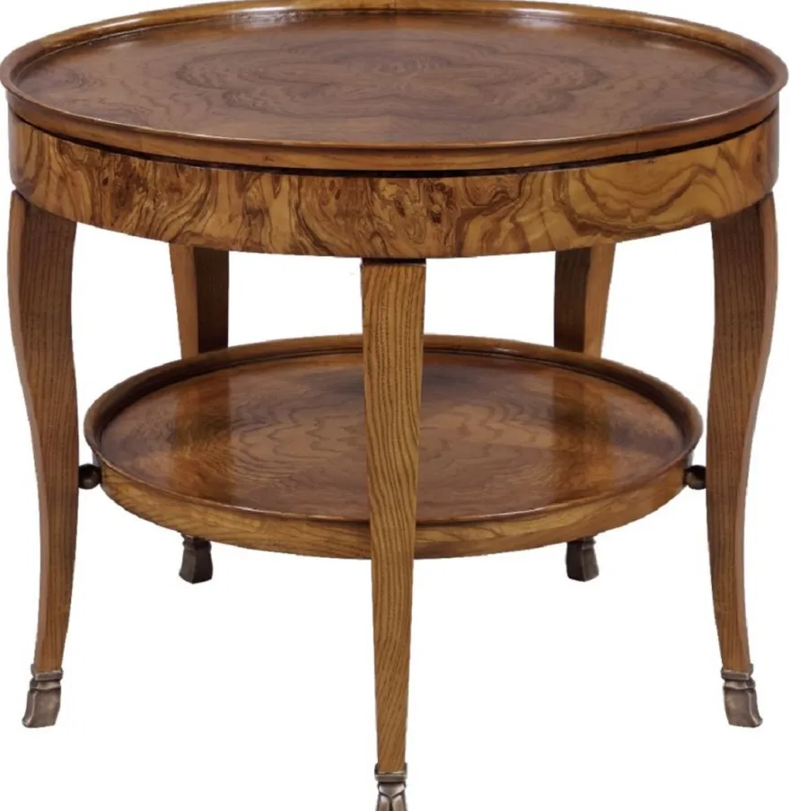 Casa Padrino Luxus Barock Beistelltisch Braun Ø 61 x H. 51 cm - Runder Massivholz Tisch - Wohnzimmer Möbel im Barockstil