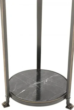 Casa Padrino Luxus Barock Beistelltisch Rund Massiv Gunmetal Bronze mit Marmorplatte 71 x 25 cm