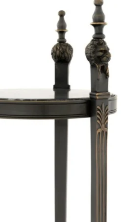 Casa Padrino Luxus Barock Beistelltisch Rund Massiv Gunmetal Bronze mit Marmorplatte 71 x 25 cm