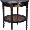 Casa Padrino Luxus Barock Beistelltisch Schwarz / Gold Ø 48 x H. 53 cm - Runder Mahagoni Beistelltisch mit Glasplatte und chinesischen Verzierungen