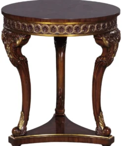 Casa Padrino Luxus Barock Beistelltisch Braun / Gold - Runder Massivholz Tisch im Barockstil - Prunkvolle Barock Wohnzimmer Möbel