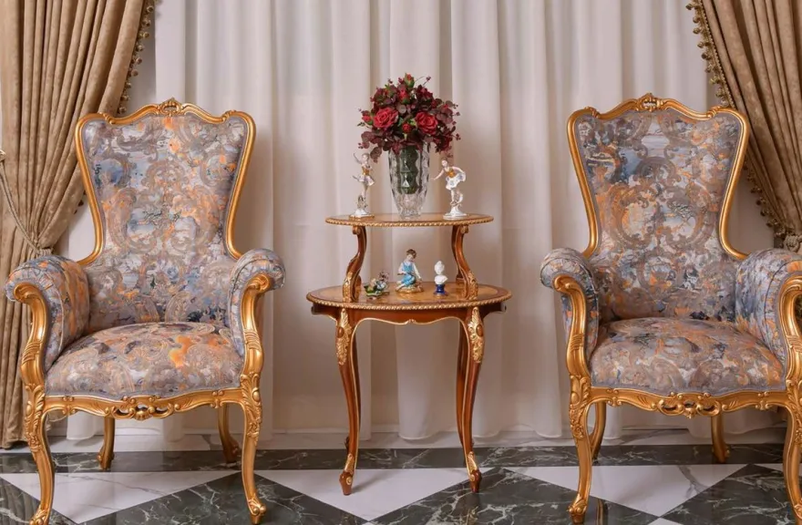 Casa Padrino Luxus Barock Beistelltisch Braun / Naturfarben / Gold - Barock Möbel - Made in Italy
