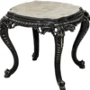 Casa Padrino Luxus Barock Beistelltisch Weiß / Beige / Schwarz / Gold - Handgefertigter Massivholz Tisch im Barockstil - Luxus Wohnzimmer Möbel im Barockstil - Barock Möbel - Edel & Prunkvoll
