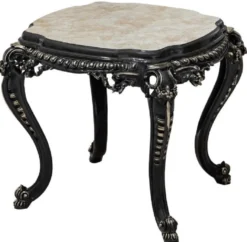 Casa Padrino Luxus Barock Beistelltisch Weiß / Beige / Schwarz / Gold - Handgefertigter Massivholz Tisch im Barockstil - Luxus Wohnzimmer Möbel im Barockstil - Barock Möbel - Edel & Prunkvoll