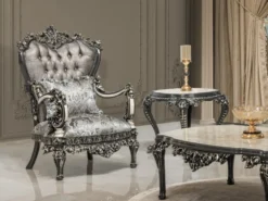 Casa Padrino Luxus Barock Beistelltisch Weiß / Beige / Schwarz / Gold - Handgefertigter Massivholz Tisch im Barockstil - Luxus Wohnzimmer Möbel im Barockstil - Barock Möbel - Edel & Prunkvoll