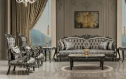 Casa Padrino Luxus Barock Beistelltisch Weiß / Beige / Schwarz / Gold - Handgefertigter Massivholz Tisch im Barockstil - Luxus Wohnzimmer Möbel im Barockstil - Barock Möbel - Edel & Prunkvoll