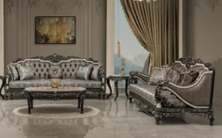 Casa Padrino Luxus Barock Beistelltisch Weiß / Beige / Schwarz / Gold - Handgefertigter Massivholz Tisch im Barockstil - Luxus Wohnzimmer Möbel im Barockstil - Barock Möbel - Edel & Prunkvoll