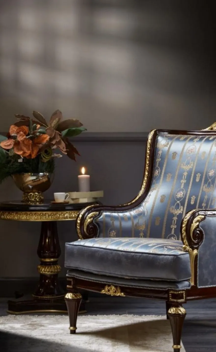 Casa Padrino Luxus Barock Beistelltisch Dunkelbraun / Gold - Runder Massivholz Tisch im Barockstil - Luxus Wohnzimmer Möbel im Barockstil - Barock Möbel - Edel & Prunkvoll