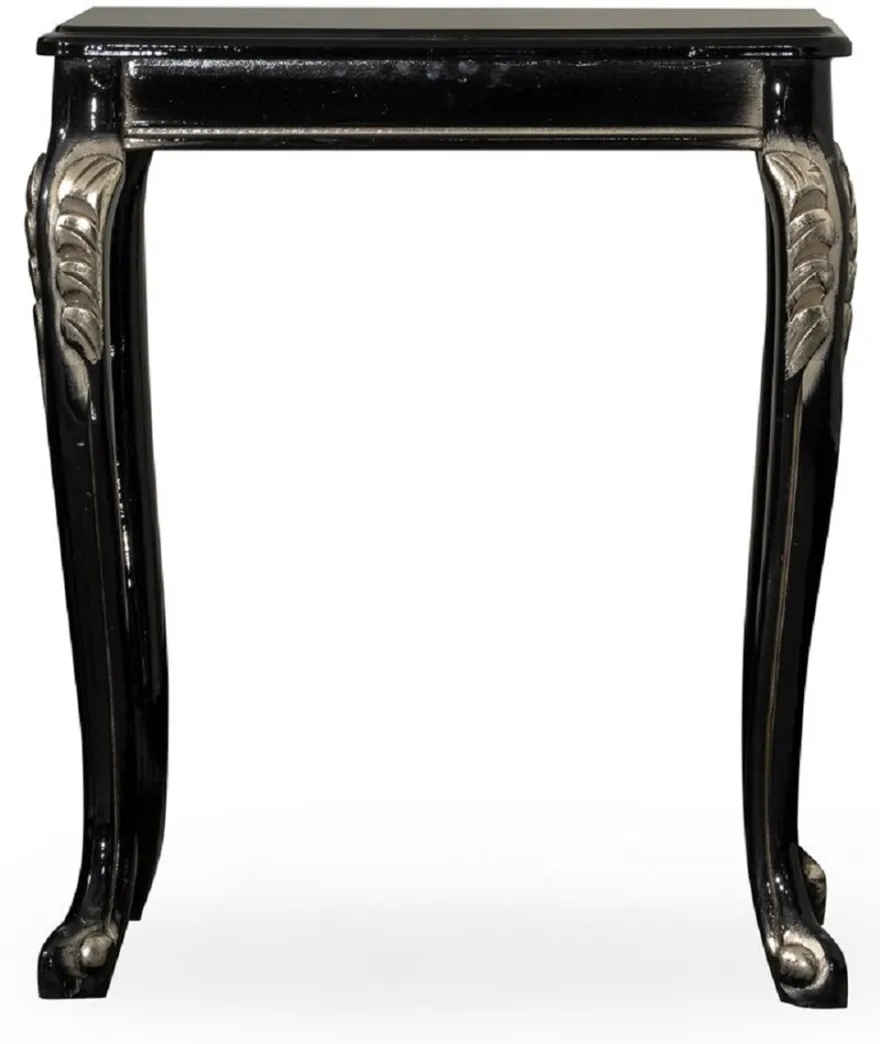 Casa Padrino Luxus Barock Beistelltisch Schwarz / Silber - Quadratischer Massivholz Tisch im Barockstil - Luxus Wohnzimmer Möbel im Barockstil - Barock Möbel - Edel & Prunkvoll