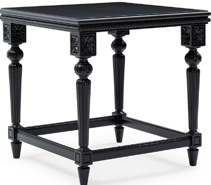 Casa Padrino Luxus Barock Beistelltisch Schwarz - Quadratischer Massivholz Tisch im Barockstil - Luxus Wohnzimmer Möbel im Barockstil - Barock Möbel - Edel & Prunkvoll