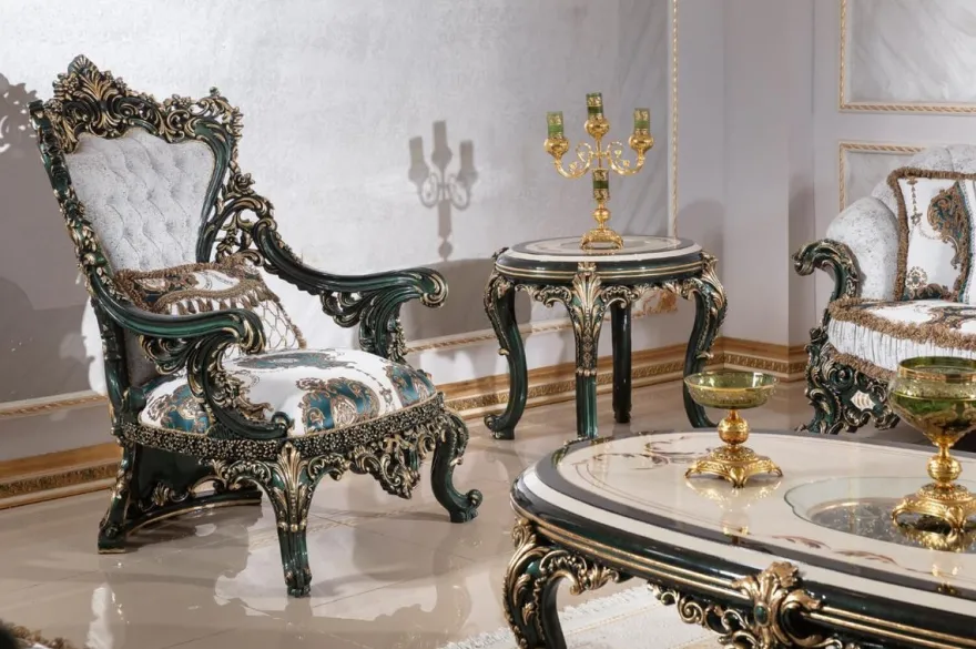 Casa Padrino Luxus Barock Beistelltisch Beige / Weiß / Grün / Gold - Prunkvoller Massivholz Tisch im Barockstil - Barock Wohnzimmer Möbel - Edel & Prunkvoll