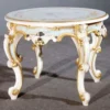 Casa Padrino Luxus Barock Beistelltisch Weiß / Mehrfarbig / Gold Ø 60 x H. 48 cm - Prunkvoller Massivholz Tisch - Barock Wohnzimmer & Hotel Möbel - Luxus Qualität - Made in Italy