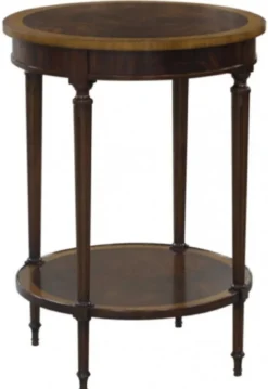 Casa Padrino Luxus Barock Beistelltisch Dunkelbraun / Hellbraun Ø 58 x H. 80 cm - Barockmöbel