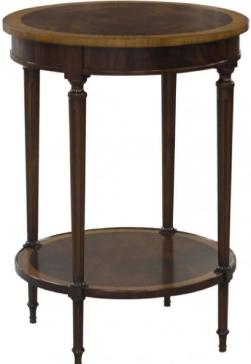 Casa Padrino Luxus Barock Beistelltisch Dunkelbraun / Hellbraun Ø 58 x H. 80 cm - Barockmöbel