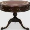 Casa Padrino Luxus Barock Beistelltisch Braun / Gold Ø 91 x H. 76 cm - Runder Mahagoni Tisch mit 14 Schubladen und Echtleder - Barock Mahagoni Möbel