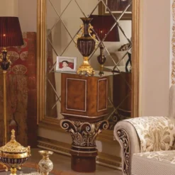Casa Padrino Luxus Barock Beistelltisch Braun / Bronze H. 100 cm - Barockstil Möbel