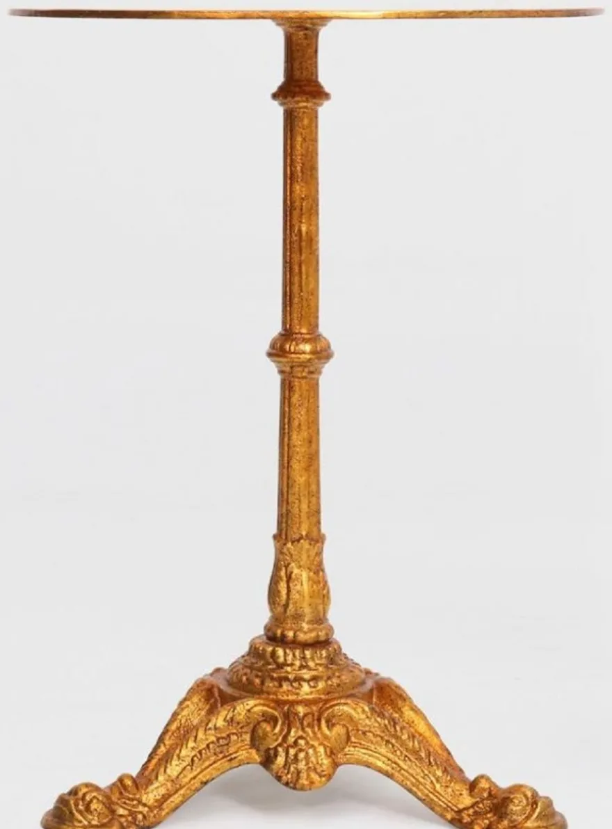 Casa Padrino Luxus Barock Beistelltisch Antik Gold Ø 50 x H. 66 cm - Runder Massivholz Tisch - Barock Möbel