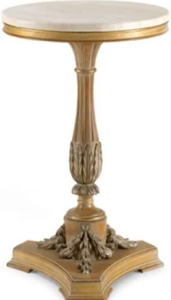Casa Padrino Luxus Barock Beistelltisch Antik Braun / Creme - Prunkvoller Massivholz Tisch mit Marmorplatte - Luxus Möbel im Barockstil - Barock Möbel - Luxus Qualität - Made in Italy