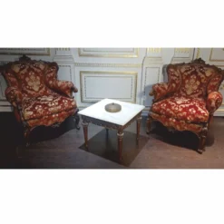 Casa Padrino Luxus Barock Beistelltisch mit Marmorplatte Braun / Gold / Weiß - Made in Italy