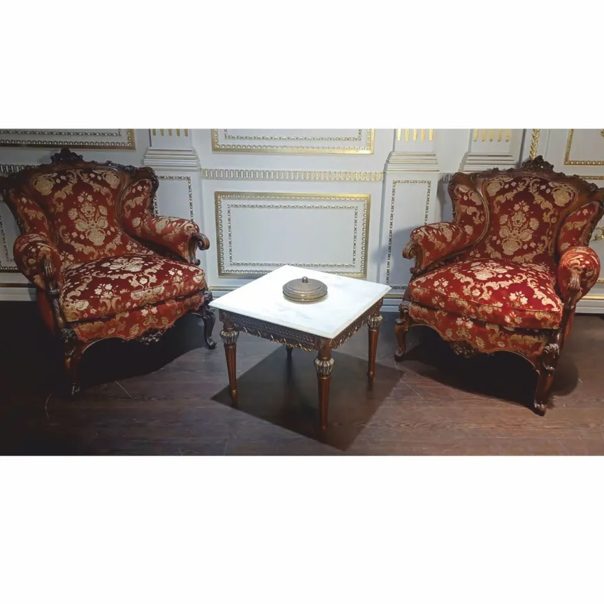 Casa Padrino Luxus Barock Beistelltisch mit Marmorplatte Braun / Gold / Weiß - Made in Italy