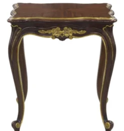 Casa Padrino Luxus Barock Beistelltisch Dunkelbraun / Gold 58 x 48 x H. 66 cm - Luxus Qualität