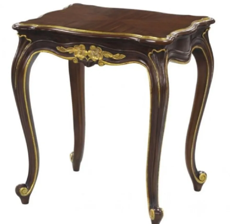 Casa Padrino Luxus Barock Beistelltisch Dunkelbraun / Gold 58 x 48 x H. 66 cm - Luxus Qualität