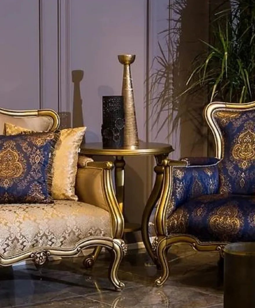 Casa Padrino Luxus Barock Beistelltisch Gold - Runder Massivholz Tisch im Barockstil - Barock Wohnzimmer Möbel - Edel & Prunkvoll