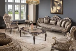 Casa Padrino Luxus Barock Beistelltisch Grau / Braun / Gold H. 60 cm - Barock Möbel
