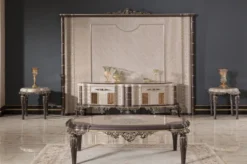 Casa Padrino Luxus Barock Beistelltisch Grau / Braun / Gold H. 60 cm - Barock Möbel
