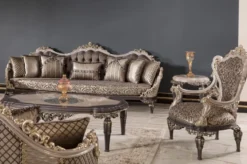 Casa Padrino Luxus Barock Beistelltisch Grau / Braun / Gold H. 60 cm - Barock Möbel