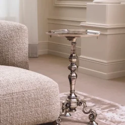 Casa Padrino Luxus Barock Beistelltisch Antik Silber H. 66 cm - Barock Hotel Möbel