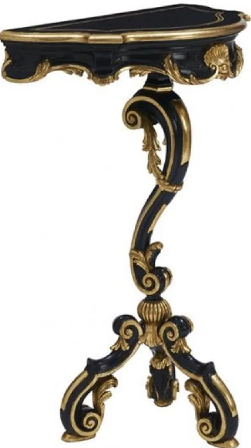 Casa Padrino Luxus Barock 3-Bein Konsole Schwarz / Gold - Made in Italy